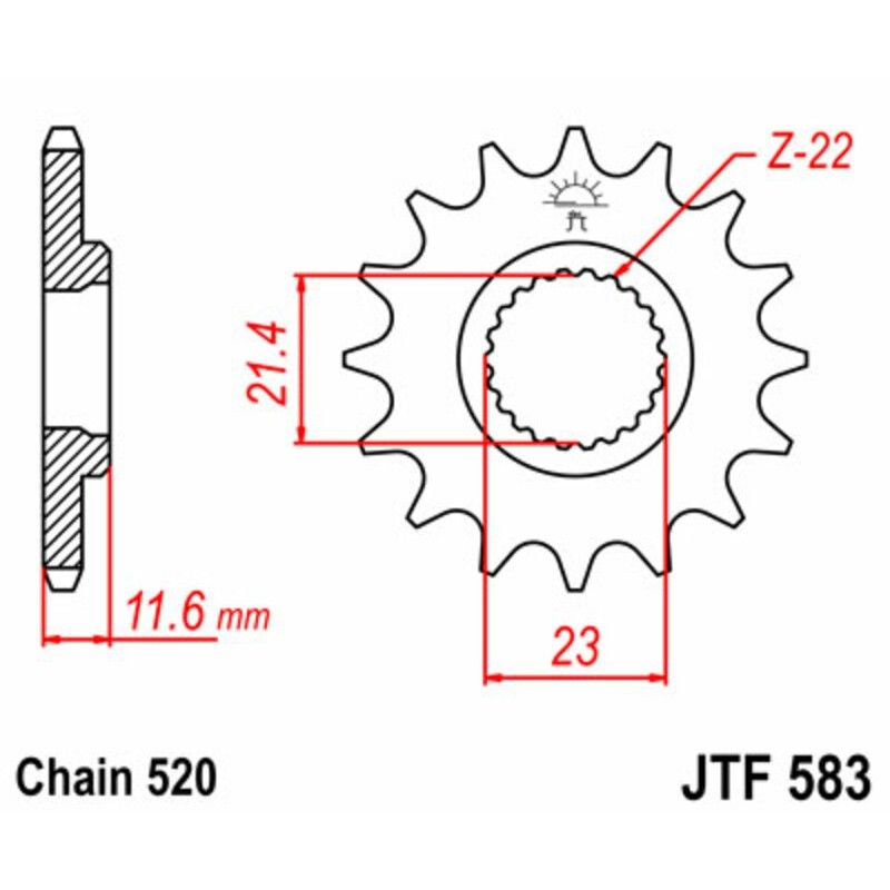 Piñon JT 583 de acero con 14 dientes - motoscamaralweb.com