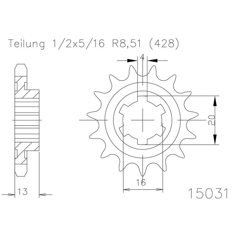 Piñon ESJOT Acero 50-15031 16 dientes - motoscamaralweb.com