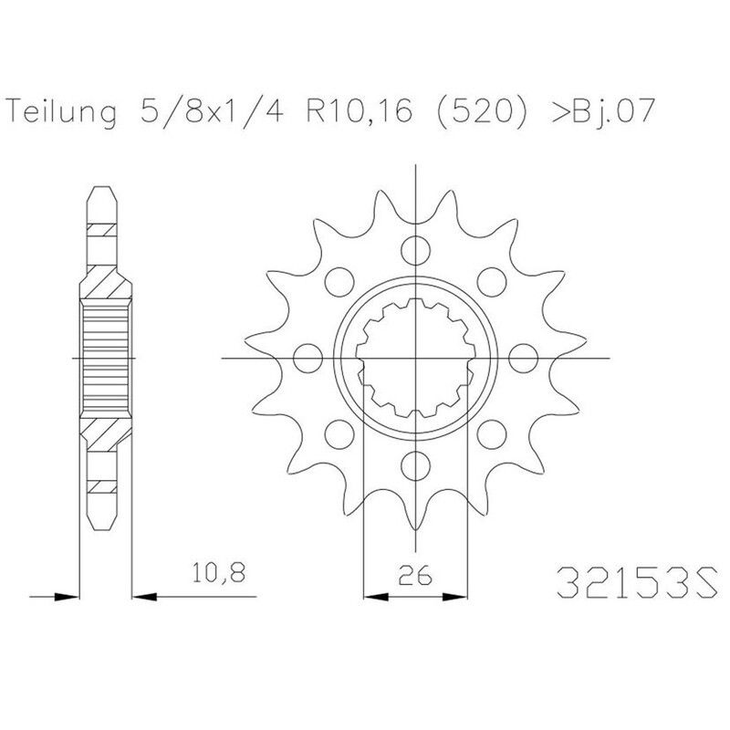 Piñón ESJOT acero 50-32153 16 dientes - motoscamaralweb.com