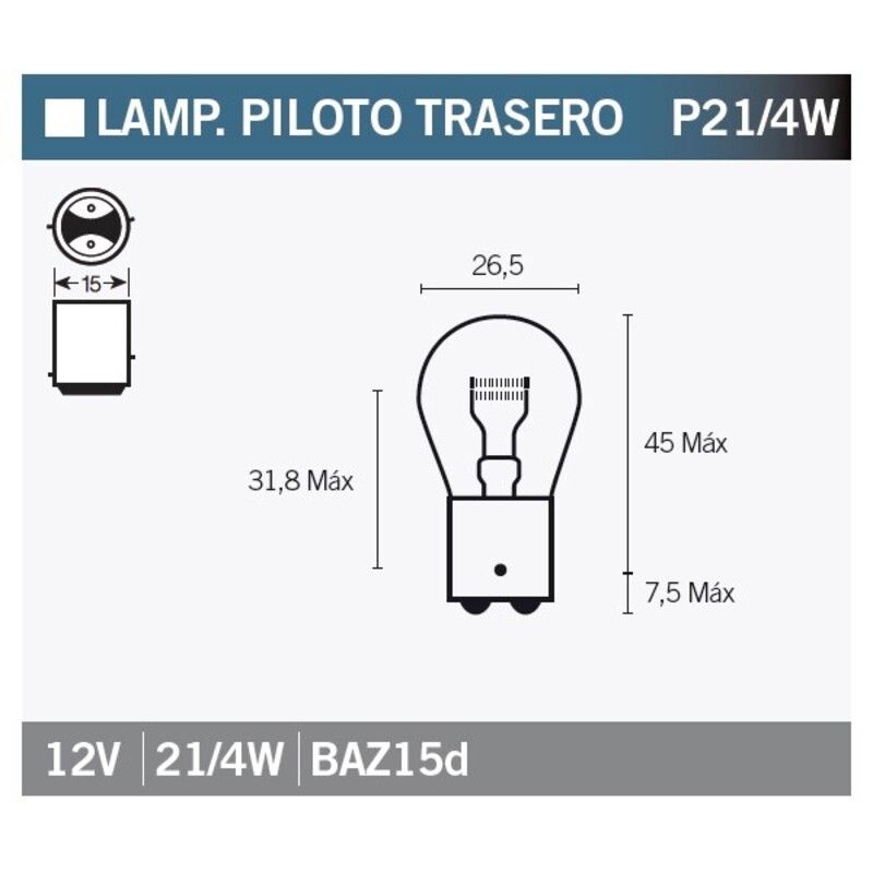Lámpara OSRAM 7225 - P21 12V 21 / 4W - 10 uds - motoscamaralweb.com