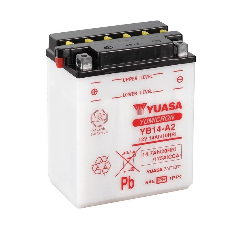 Batería YUASA YB14-A2 Combipack (con electrolito) - motoscamaralweb.com
