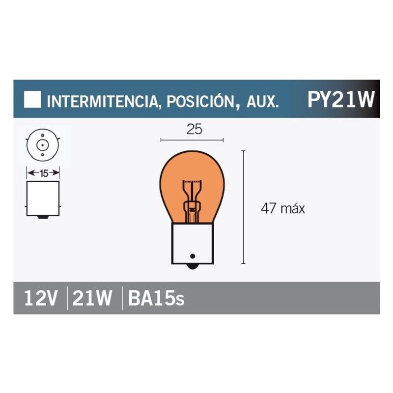 Lámpara V PARTS 12V 21W AMBAR - 10 uds - motoscamaralweb.com
