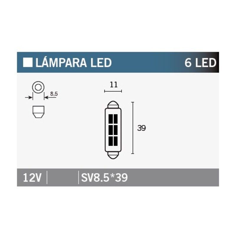 Lámpara V PARTS 6LED SV 8.5*39 - 10 uds - motoscamaralweb.com