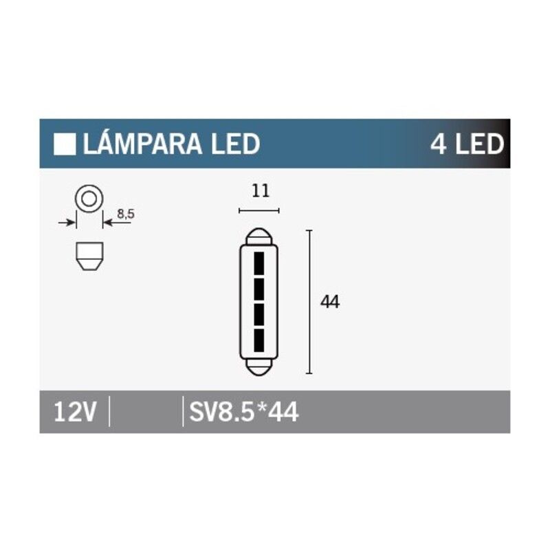 Lámpara V PARTS 4LED SV 8.5*44 - 10 uds - motoscamaralweb.com