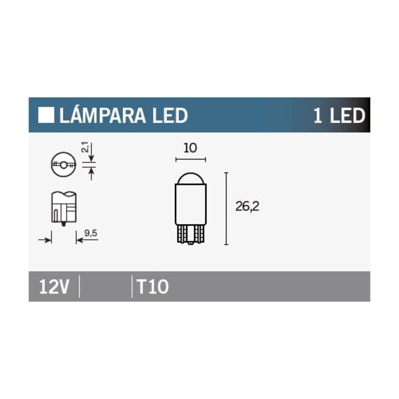 Lámpara V PARTS 1LED T10 - 10 uds - motoscamaralweb.com