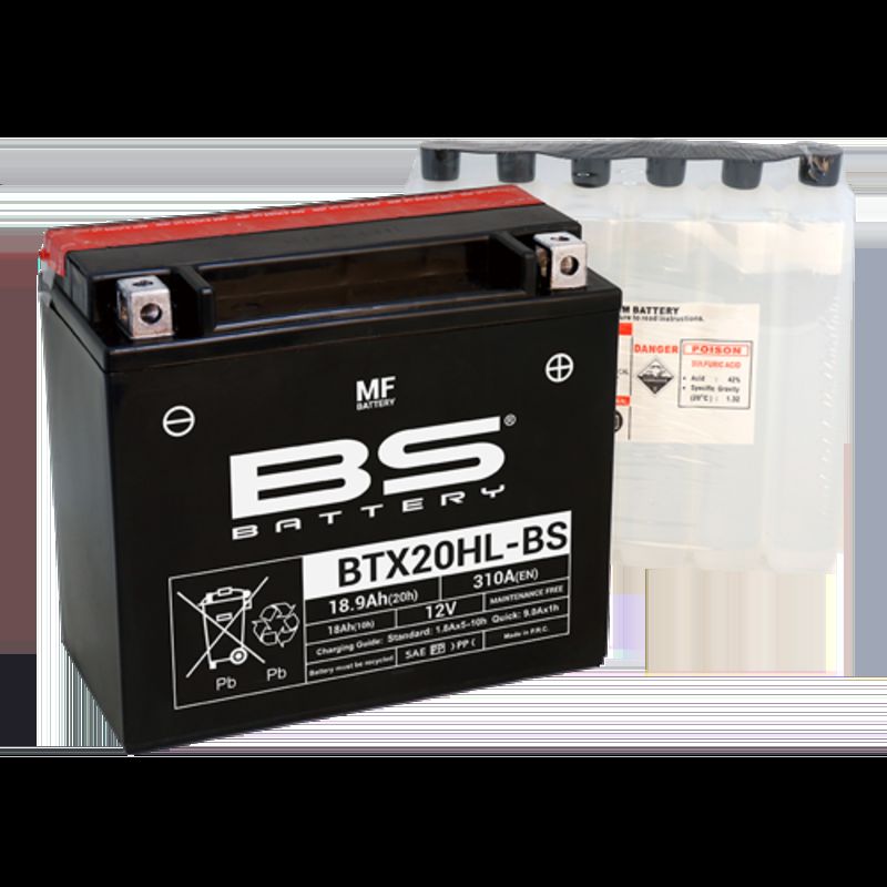 Batería BS BATTERY sin mantenimiento con pack de ácido BTX20HL-BS - motoscamaralweb.com