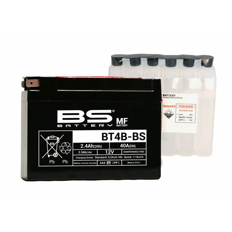 Batería BS BATTERY sin mantenimiento con pack de ácido BT4B-BS - motoscamaralweb.com
