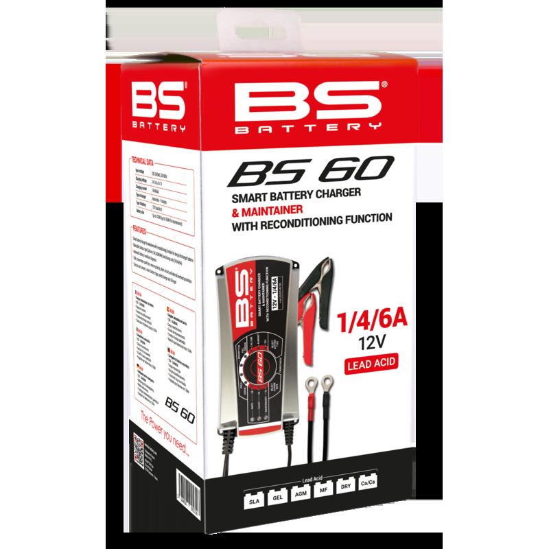 Cargador de bateria inteligente Pro BS Battery BS60 - 12V 1/4/6A - motoscamaralweb.com