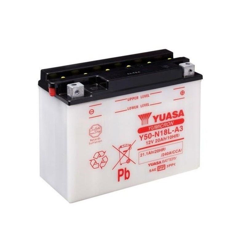 Batería YUASA Y50-N18L-A3 Dry charged (sin electrolito) - motoscamaralweb.com