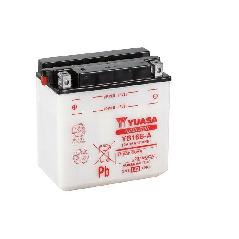 Batería YUASA YB16B-A Dry charged (sin electrolito) - motoscamaralweb.com