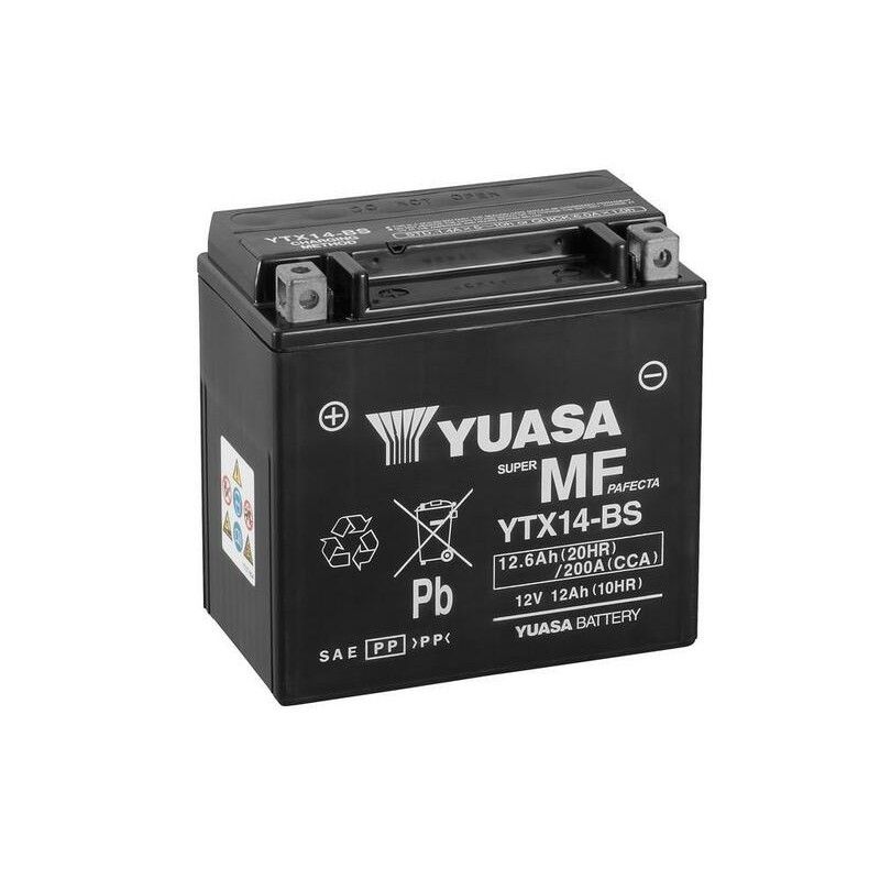Batería YUASA YTX14-BS Combipack (con electrolito) - motoscamaralweb.com