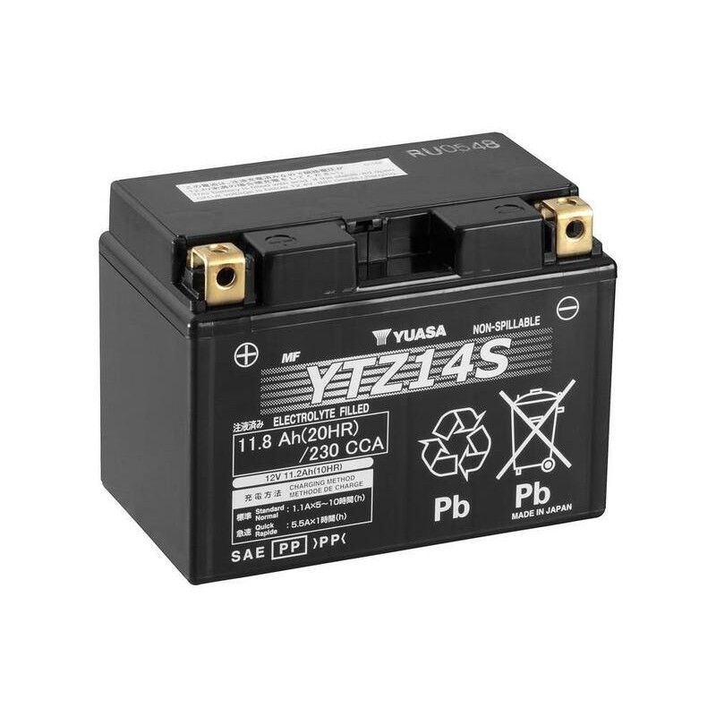 Yuasa battery YTZ14S Wet Charged (cargada y activada) - motoscamaralweb.com