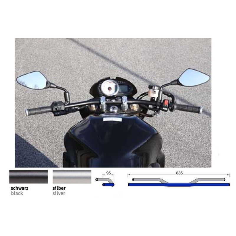 Manillar aluminio LSL X-Bar XD2 negro perlado Ø28.6 - 835mm - motoscamaralweb.com