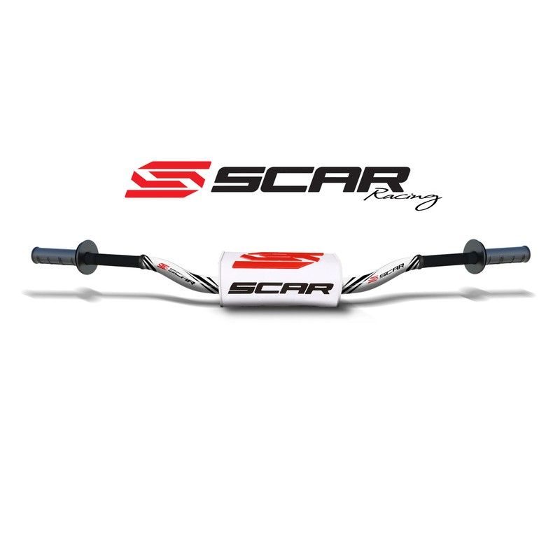 Manillar SCAR O² Color High Ø28.6mm - Blanco / Protector blanco - motoscamaralweb.com