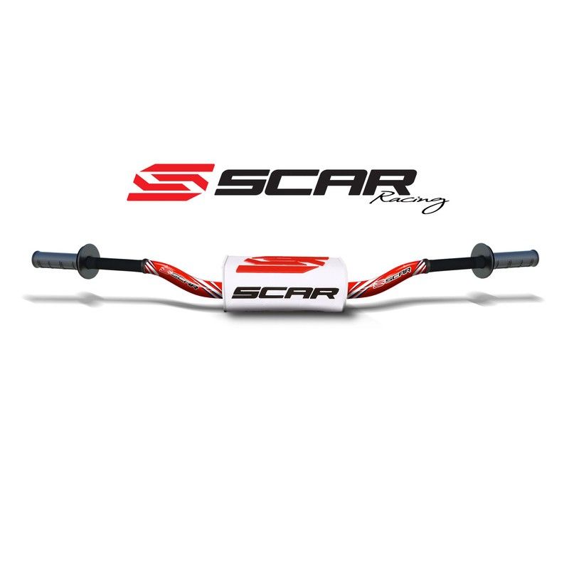 Manillar SCAR O² RC Color Ø28.6mm - Rojo / Protector blanco - motoscamaralweb.com
