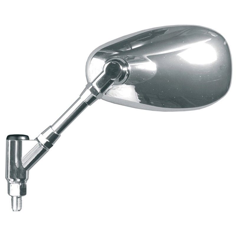 Retrovisor izquierdo universal V PARTS ovalado standard M10 rosca izquierda cromado - motoscamaralweb.com