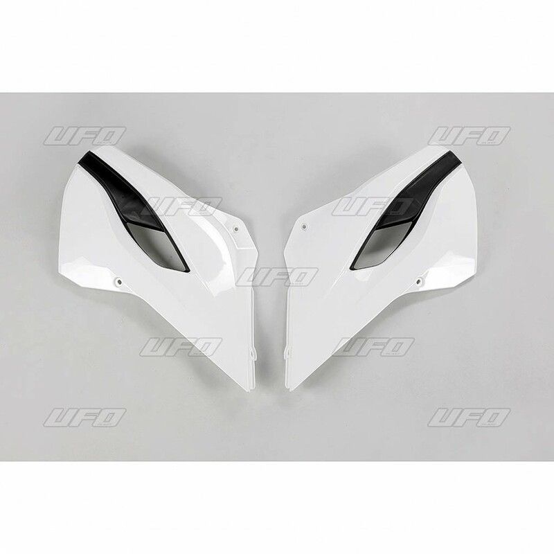 Plásticos laterales de radiador UFO Husqvarna blanco/amarillo HU03353-W - motoscamaralweb.com