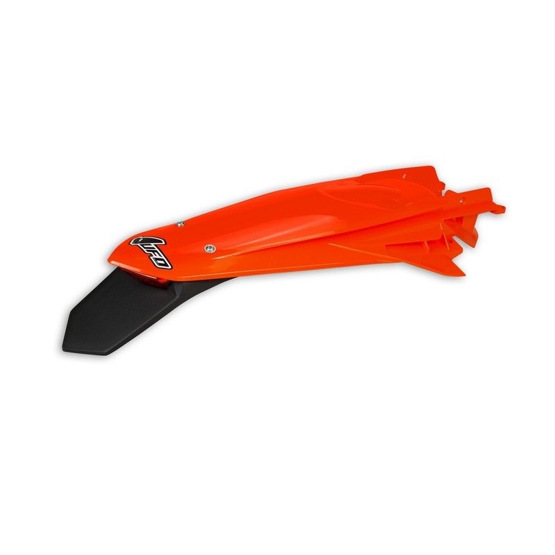 Guardabarros trasero UFO + portamatrículas con LED naranja flúor KTM EXC/EXC-F - motoscamaralweb.com