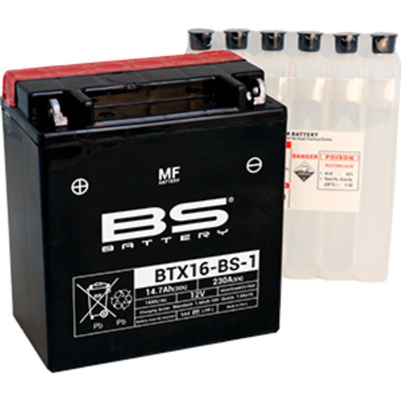 Batería BS BATTERY BTX16-BS-1 sin mantenimiento con pack de electrolito - motoscamaralweb.com