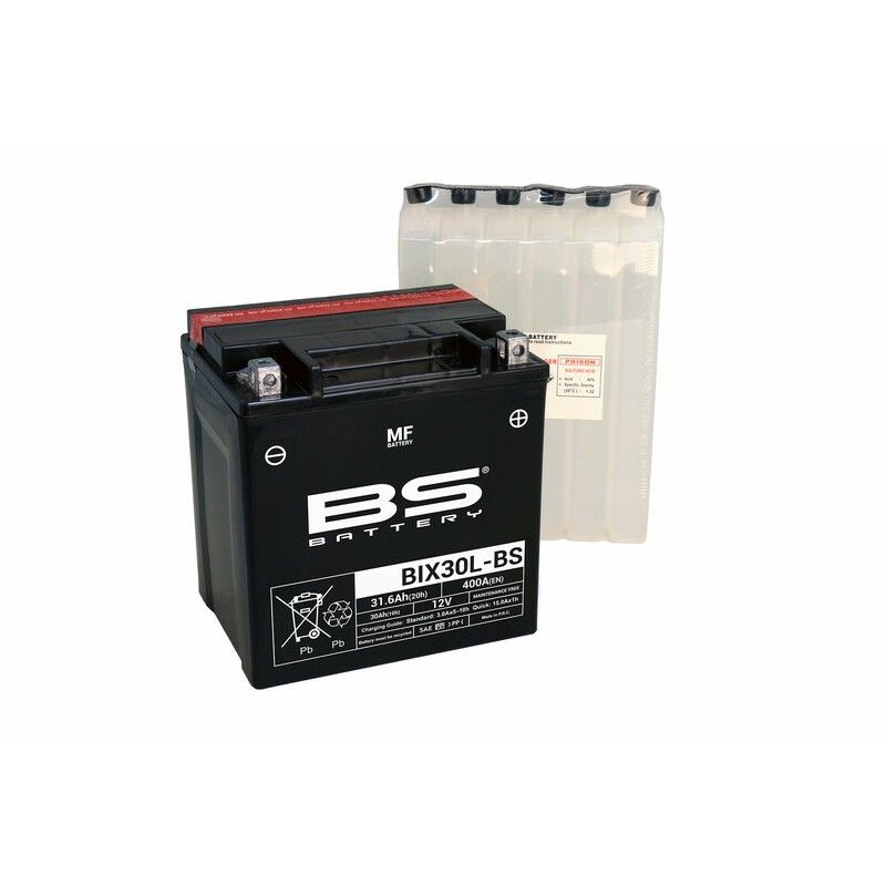 Batería BS BATTERY BIX30L-BS sin mantenimiento con pack de electrolito - motoscamaralweb.com