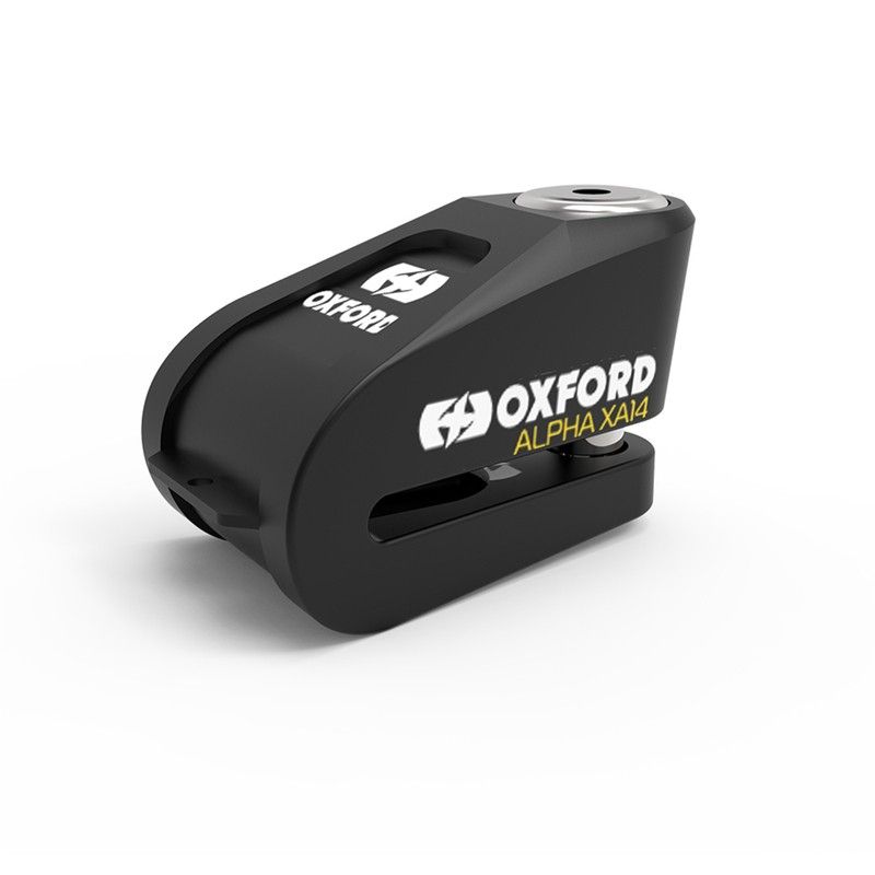 Candado de disco con alarma OXFORD XA14 - Ø14mm acero inoxidable negro - motoscamaralweb.com