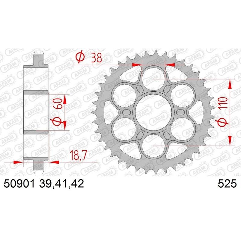 Corona AFAM acero estándar 50901 - Paso 525 - motoscamaralweb.com