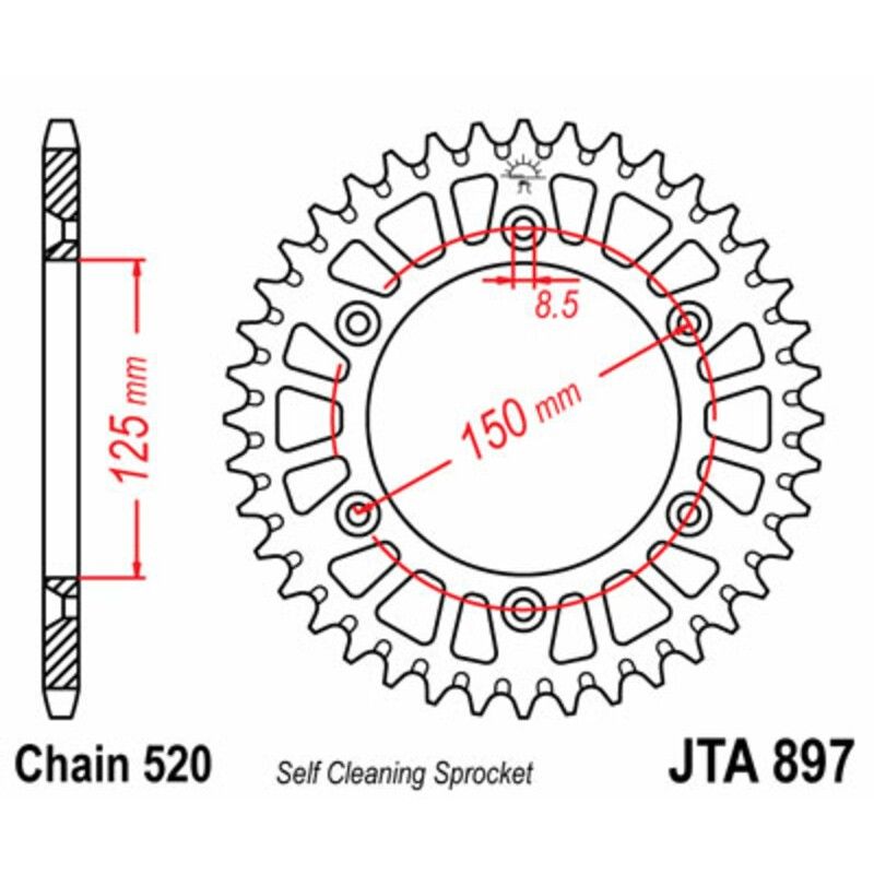 Corona JT 897 de aluminio con 40 dientes - motoscamaralweb.com