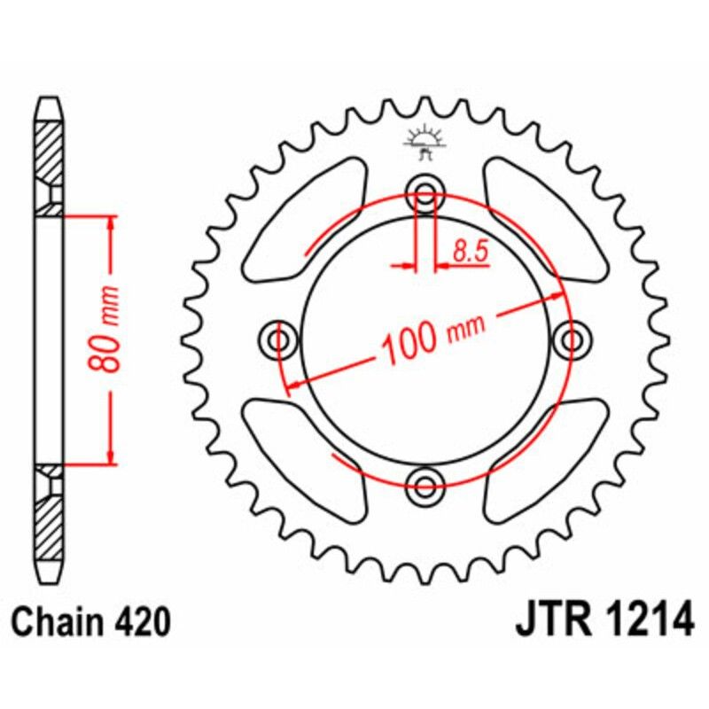 Corona JT SPROCKETS acero estándar 1214 - Paso 420 - motoscamaralweb.com