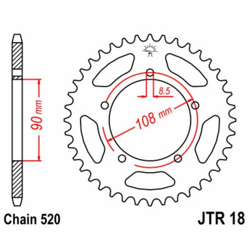 Corona JT 18 de acero con 39 dientes - motoscamaralweb.com