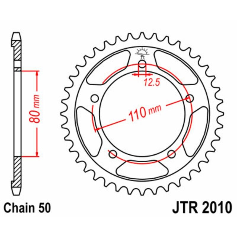 Corona JT SPROCKETS acero estándar 2010 - Paso 530 - motoscamaralweb.com