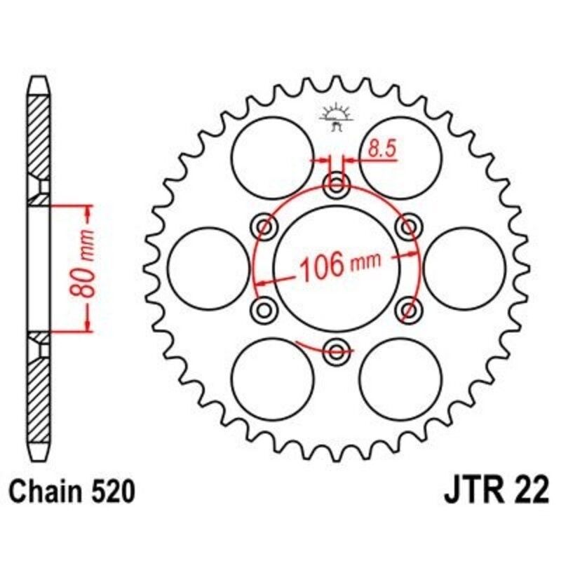 Corona JT 22 de acero con 45 dientes - motoscamaralweb.com