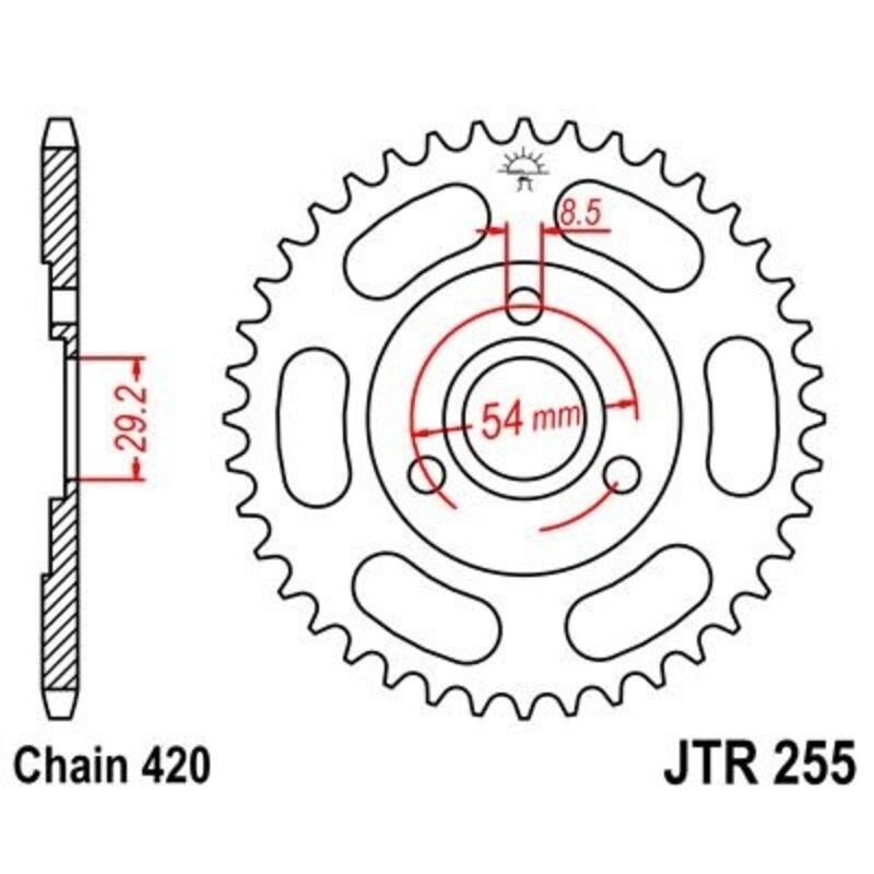Corona JT 255 de acero con 35 dientes - motoscamaralweb.com