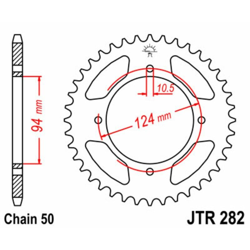 Corona JT SPROCKETS acero estándar 282 - Paso 530 - motoscamaralweb.com