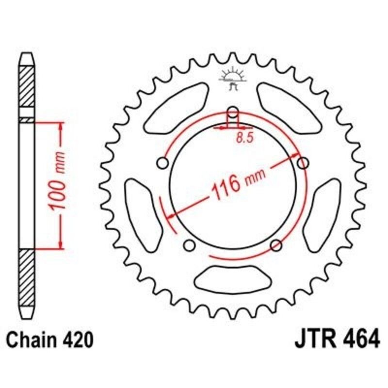 Corona JT 464 de acero con 44 dientes - motoscamaralweb.com