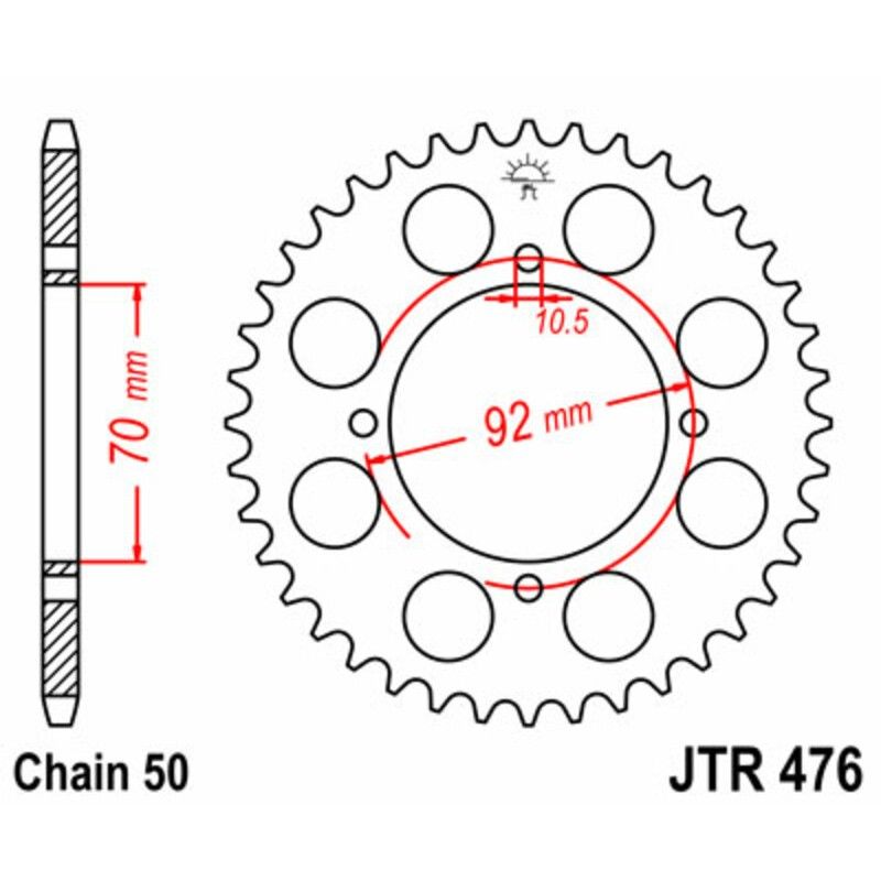 Corona JT 476 de acero con 35 dientes - motoscamaralweb.com