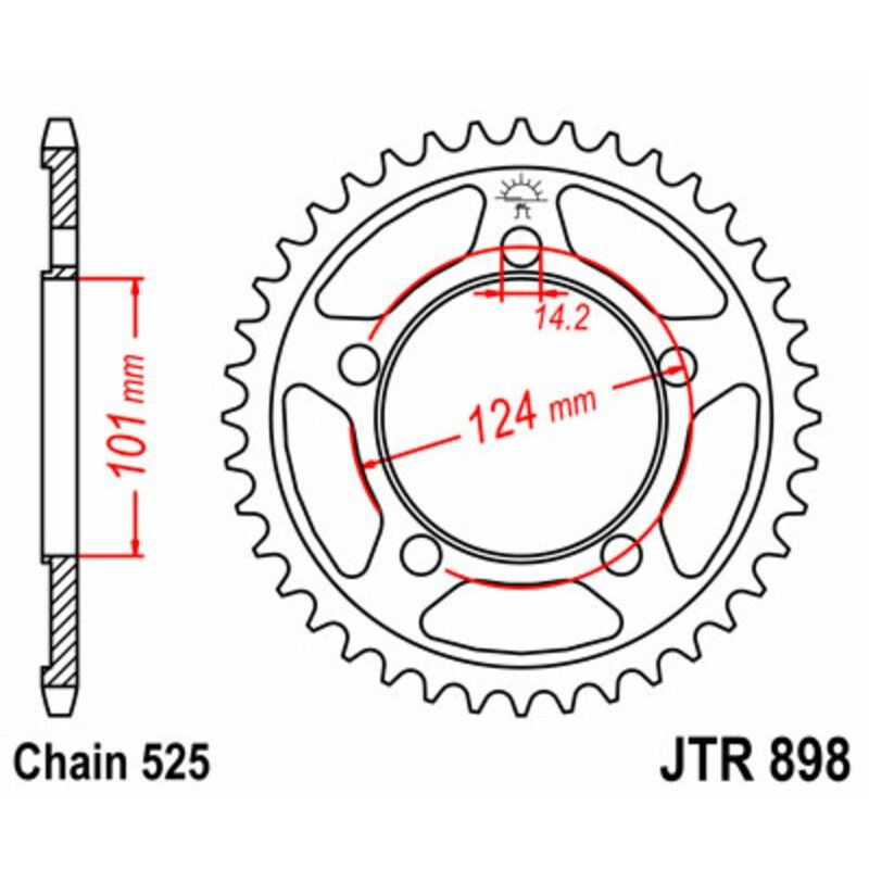 Corona JT SPROCKETS acero estándar 898 - Paso 525 - motoscamaralweb.com