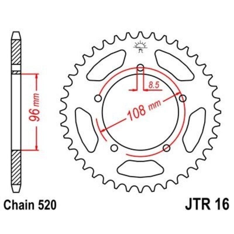 Corona JT 16 de acero con 40 dientes - motoscamaralweb.com