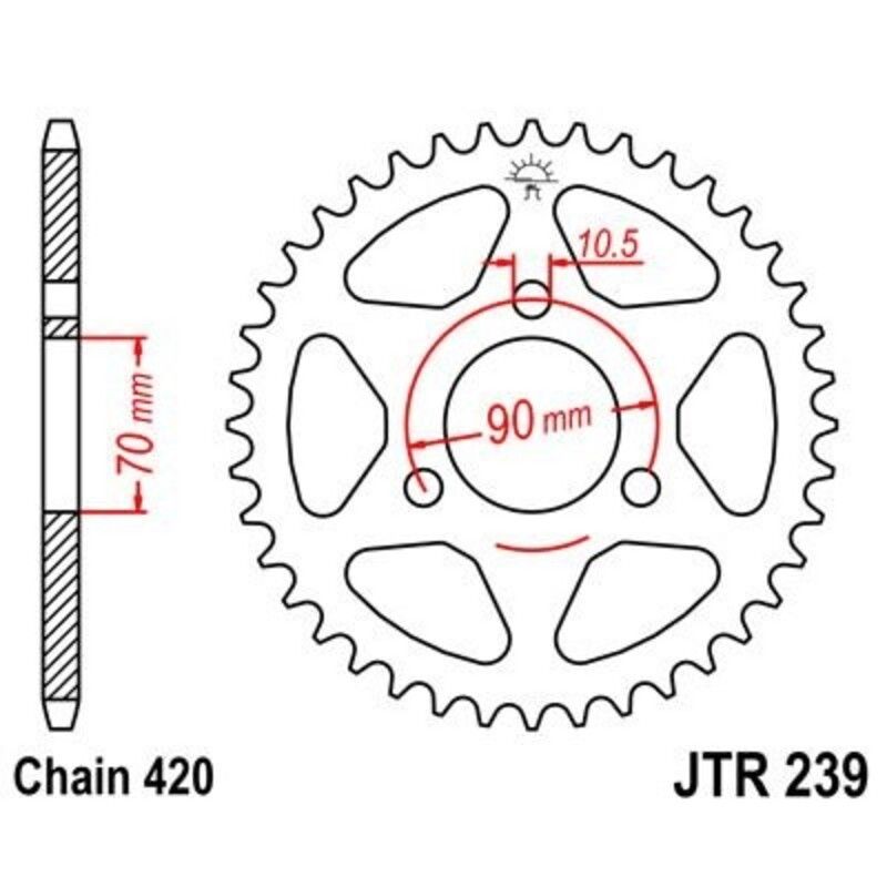 Corona JT 239 de acero con 36 dientes - motoscamaralweb.com