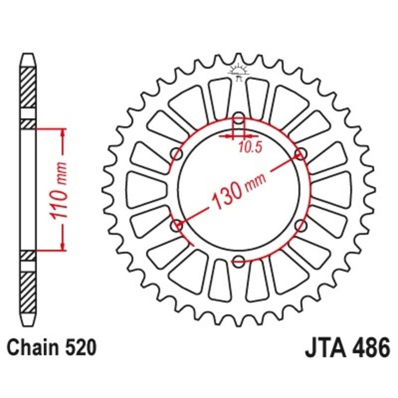 Corona JT 520 de aluminio con 50 dientes - motoscamaralweb.com