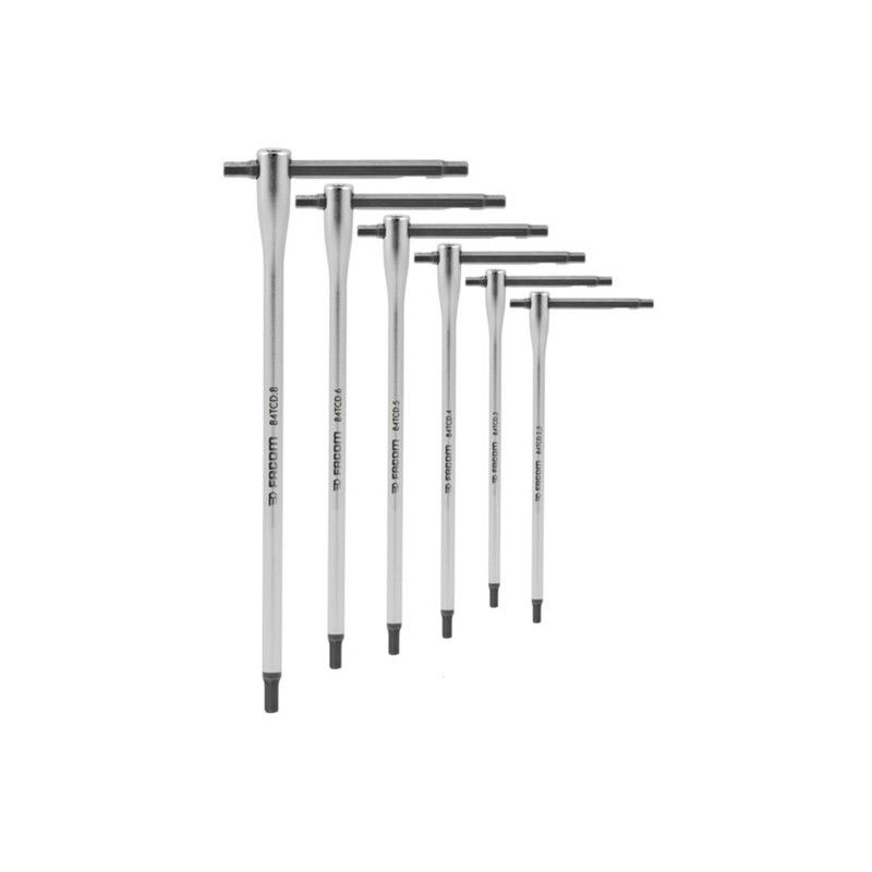 Juego de 6 llaves allen en T con barra deslizante FACOM - motoscamaralweb.com