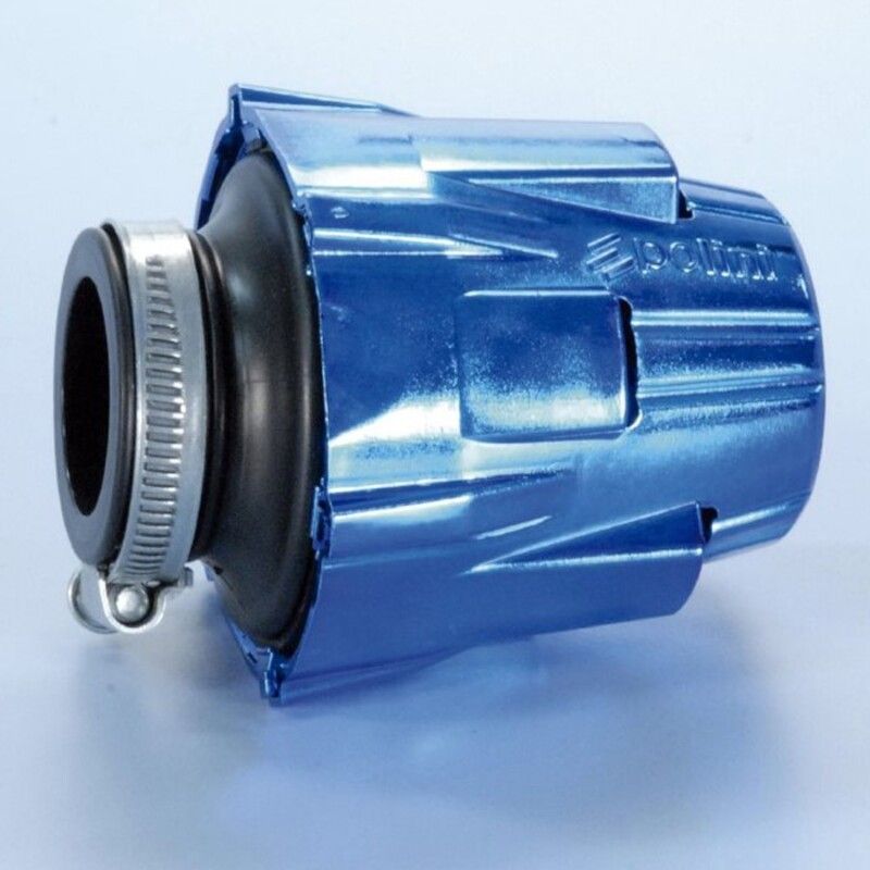 Filtro de potencia (air box) Polini. cromado. azul. recto. Ø46 (203.0112) - motoscamaralweb.com