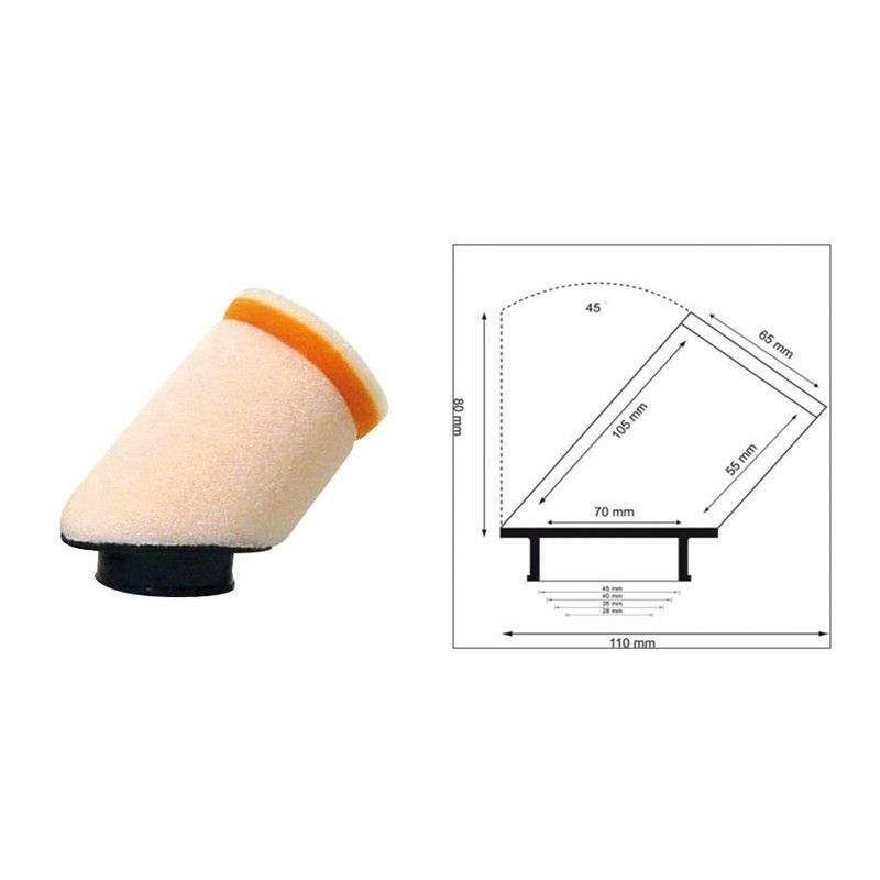 Filtro de aire TWIN AIR cilíndrico 45° manguito Ø28mm - 158977 - motoscamaralweb.com