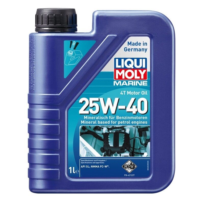 Botella 1L aceite de motor 4T marine mineral Liqui Moly 25W-40 API SL. NMMA FC-W® - motoscamaralweb.com