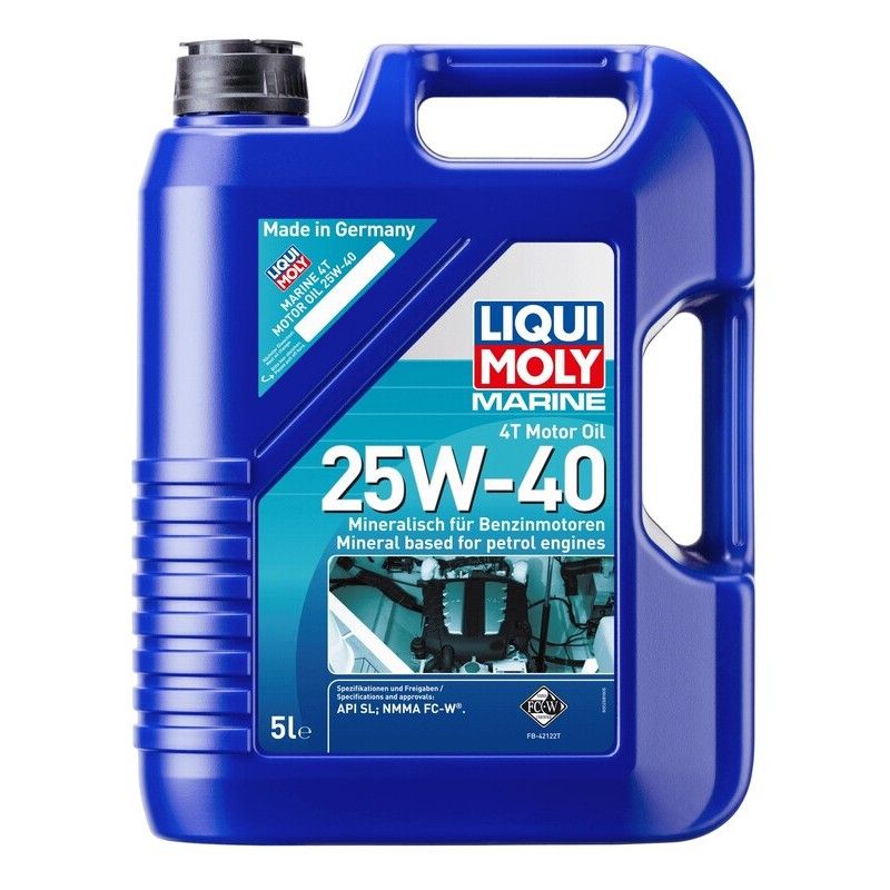 Garrafa 5L aceite de motor 4T marine mineral Liqui Moly 25W-40 API SL. NMMA FC-W® - motoscamaralweb.com