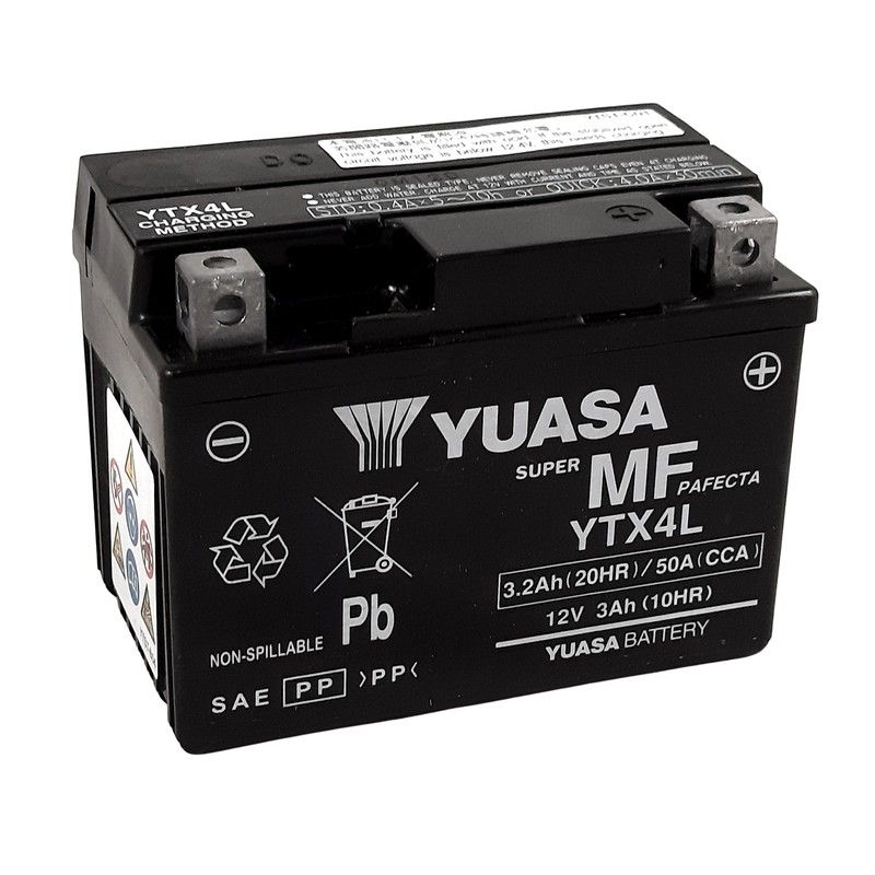 Batería YUASA W/C activada de fábrica sin mantenimiento - YTX4L (FA) - motoscamaralweb.com