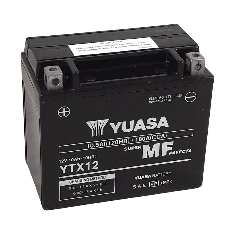 Batería YUASA W/C activada de fábrica sin mantenimiento - YTX12 (FA) - motoscamaralweb.com