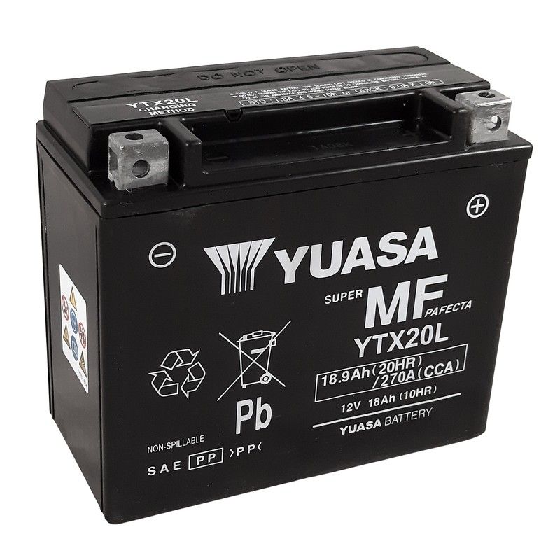 Batería YUASA W/C activada de fábrica sin mantenimiento - YTX20L (FA) - motoscamaralweb.com