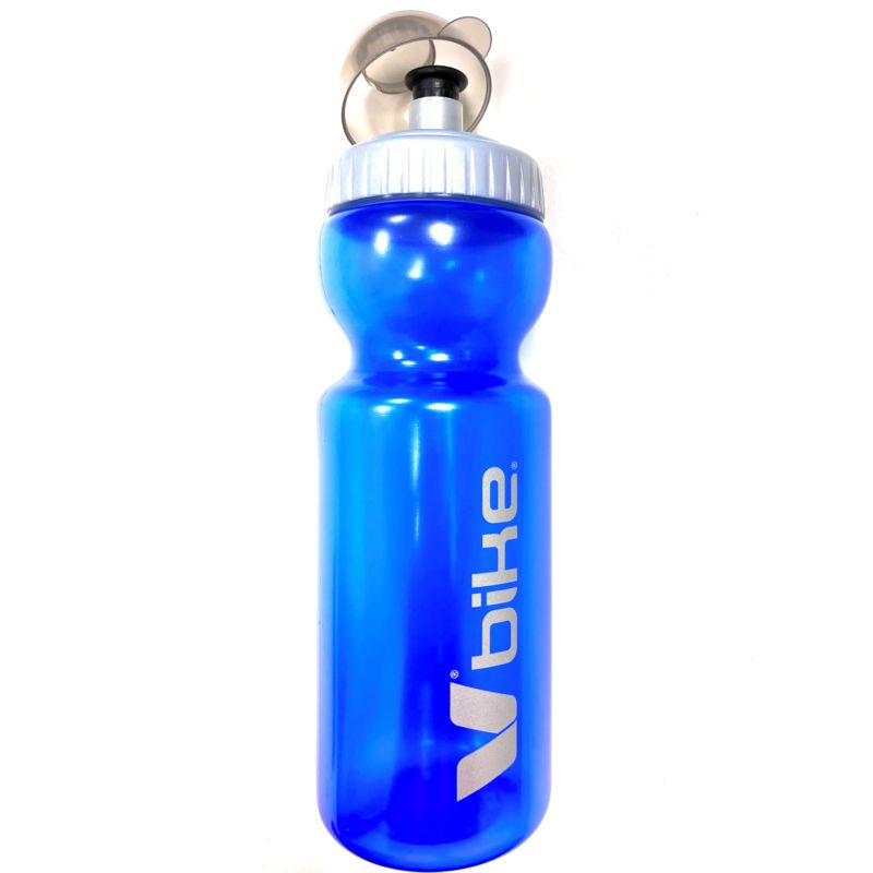 Bidón bicicleta V BIKE - 700ml azul transparente con tapa antibarro - motoscamaralweb.com