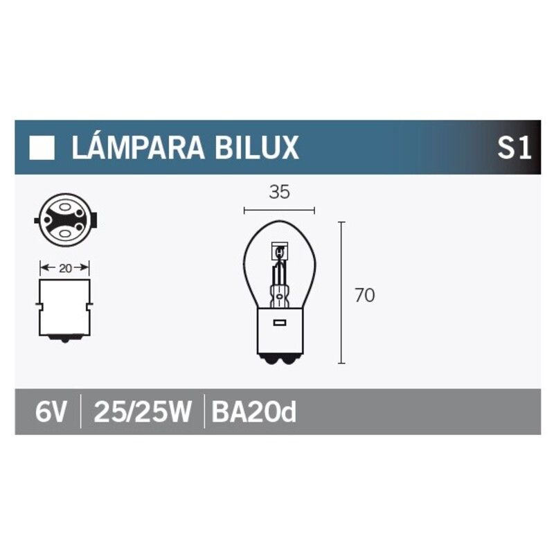 Lámpara V PARTS 6V 25 / 25W - 10 uds - motoscamaralweb.com