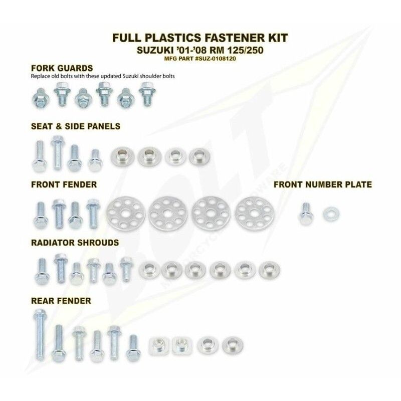 Kit tornillería de plástica Bolt SUZ 01-08 RM125/250 - motoscamaralweb.com